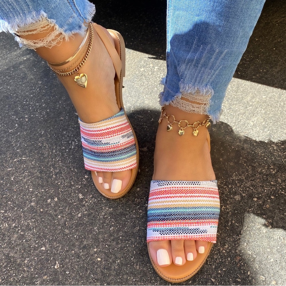 Qupid Women's Slingback Multicolor Sandals